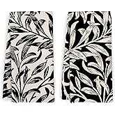 KFXHANGD Black and Beige Leaves Kitchen Towels and Dishcloths Set of 2, Modern Black Botanical Dish Towels, Mid Century Leaves Decorative Hand Tea Towel for Bathroom Kitchen, 16x24 Inches