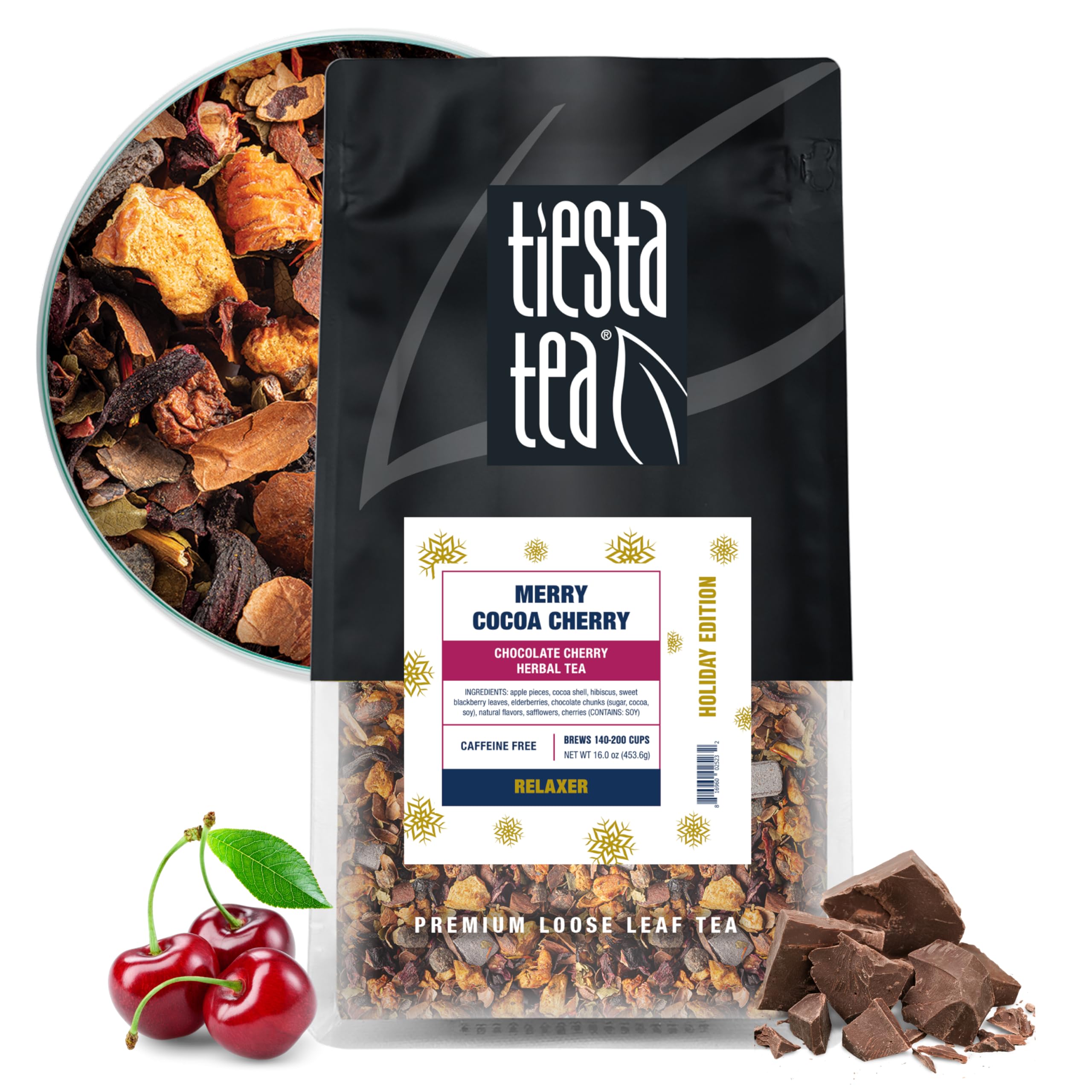 Tiesta Tea - Merry Cocoa Cherry Loose Leaf Tea, Chocolate Cherry Herbal Blend, Non-Caffeinated, Hot or Iced, Makes up to 200 Cups in Resealable Bulk Pouch, 16 Ounce Image