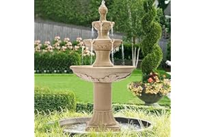 Dephet Italian Outdoor Water Fountains Garden Decor - 48.4''H Fountains and Waterfalls Outside, Large Cascading Indoor Floor-Standing Resin Bubbler Fountain Features W/Pump for Patio, Yard and Home
