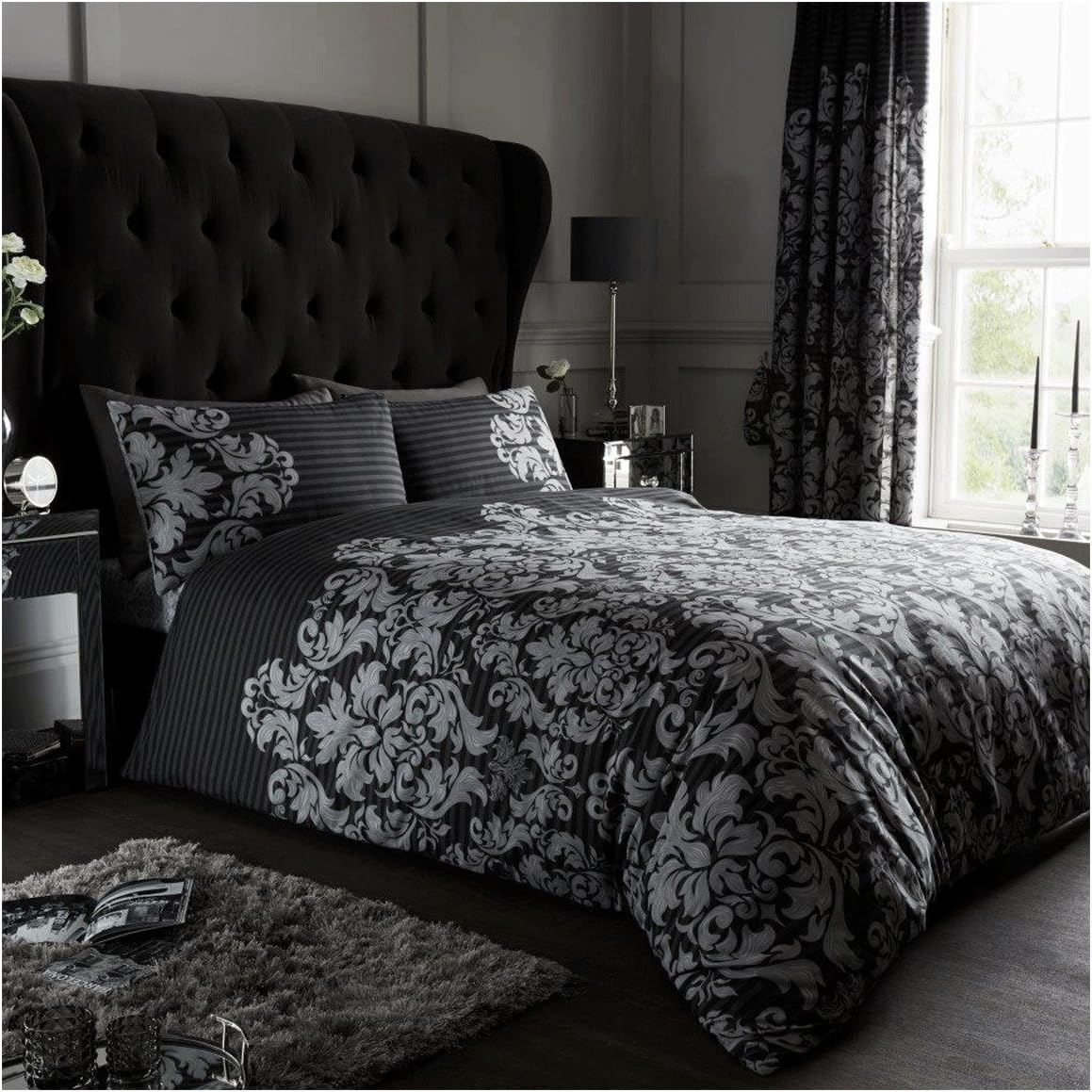 Gaveno Cavailia Luxurious Empire Damask Bed Set with Duvet Cover and