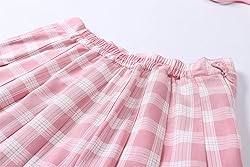 SANGTREE Pink White Plaid Pleated Skirt, Girls 2