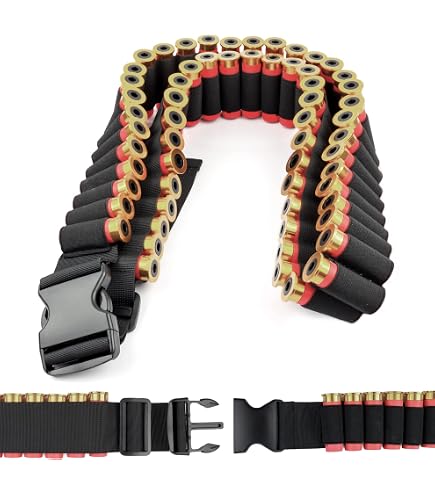 56-Round Shotgun Bandoleer Sling - Holds 12 Or 20 Gauge Shells, Black Nylon