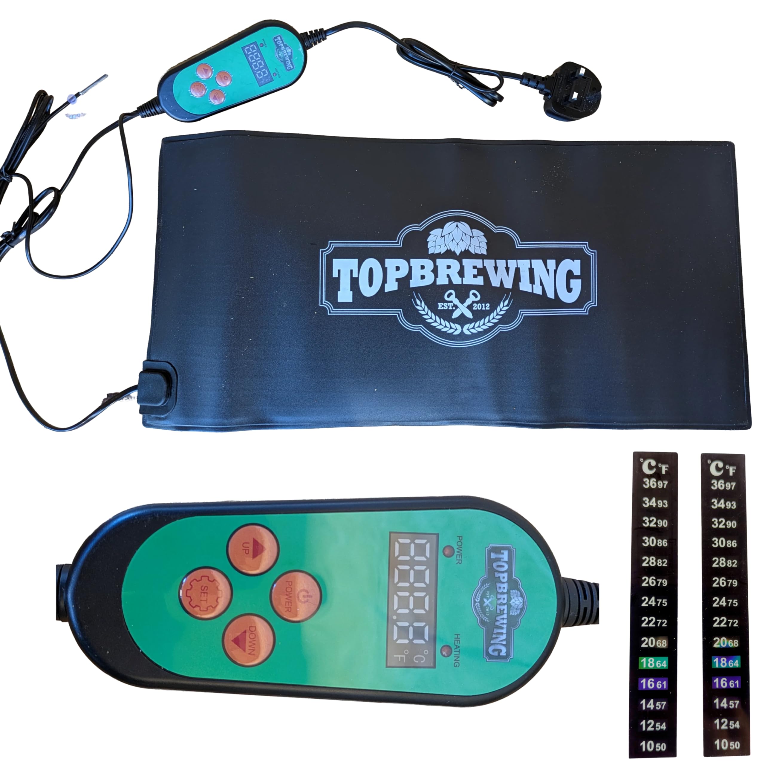 TopBrewing™ Thermostatic XL Rectangle Heat Pad Mat & Thermometer ✰ Adjustable Thermostat Temperature Control ✰ Fermenting Home Brew Beer Wine Cider Kombucha ✰ Sourdough/Reptile/Seeds Warmer Mat ✰