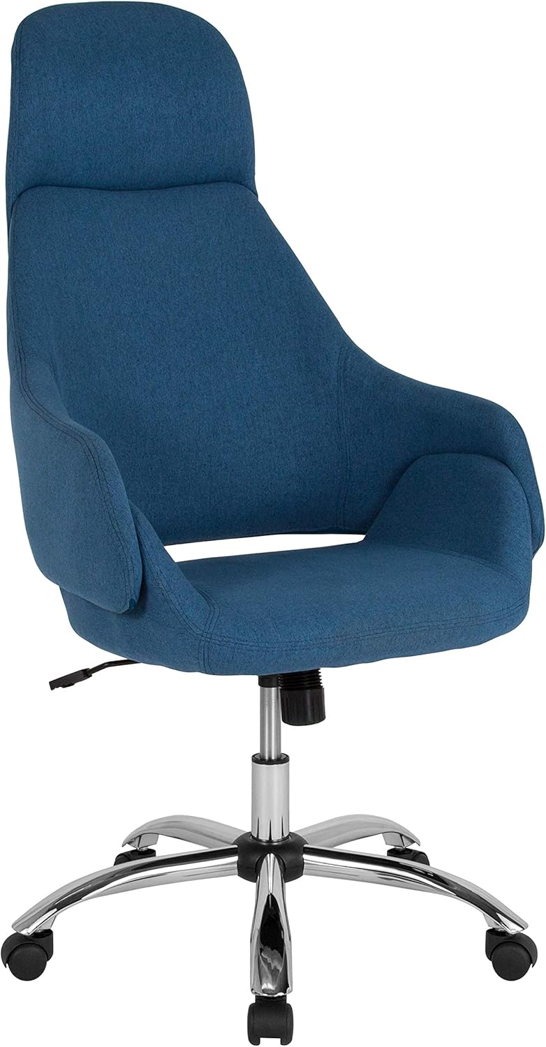 Flash Furniture Marbella Home and Office Upholstered High Back Chair in Blue Fabric
