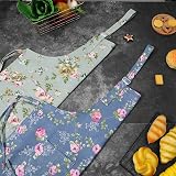 FANTESI 2 Pack Floral Kitchen Aprons Adjustable Pockets Women view 6