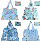 ZooviHyvi Extra Large 50lbs Foldable Reusable Shopping Bags kitchen reusable grocery bags Washable Polyester Bags in Pocket