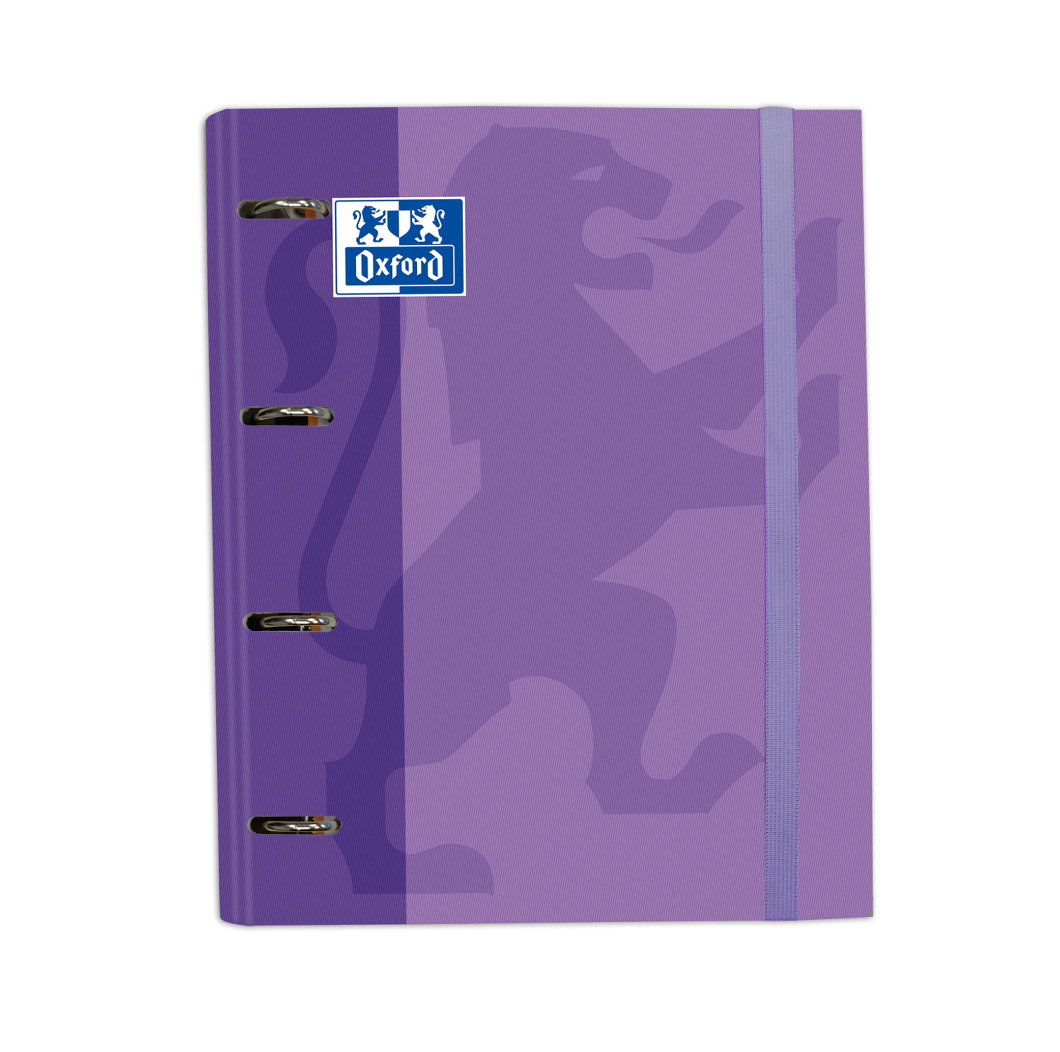 Oxford, 4 Ring Binder A4+ Extra Hard Cover with Rubber, Includes Refill Grid 5x5, Mauve