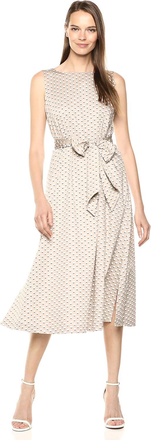 Anne Klein Womens Midi Dress with Attached Sash Amazon.ca Clothing