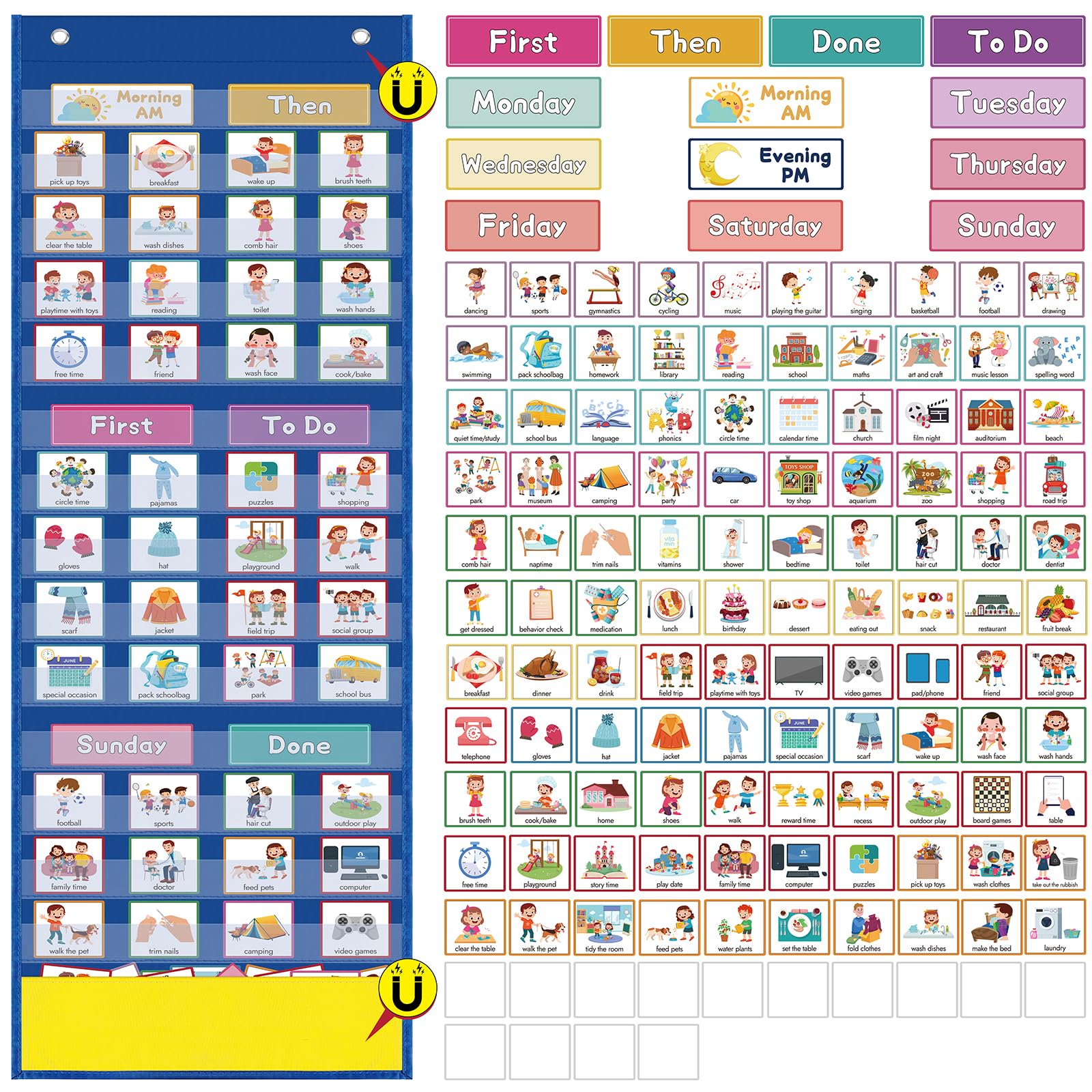Meetory Magnetic Visual Timetable, 137 PECS Cards Weekly Behaviour Charts for Autism, Now and Next Autism Sensory Weekly Timetable for Home School ADHD ASD