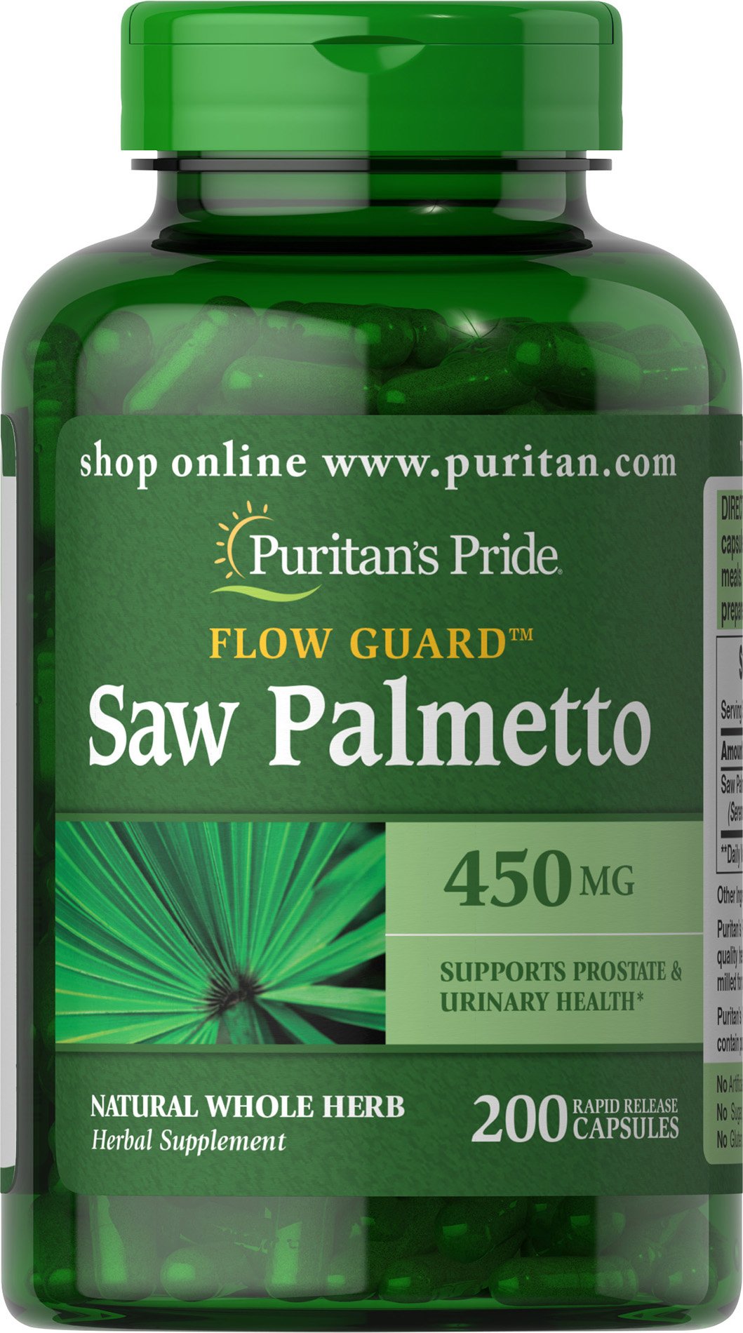 Puritan's Pride Saw Palmetto 450 mg200 Capsules Free Shipping