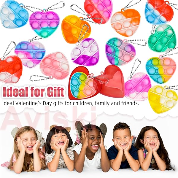 AVISKI 30PCS KIDS VALENTINES DAY GIFTS FOR CLASSROOM – VALENTINE PREFILLED HEARTS WITH POPPERS FIDGET GIFT TAGS FOR TODDLERS BOYS GIRLS EXCHANGE GIFTS, PARTY FAVOR PRIZES, VALENTINE’S GREETING GIFTS