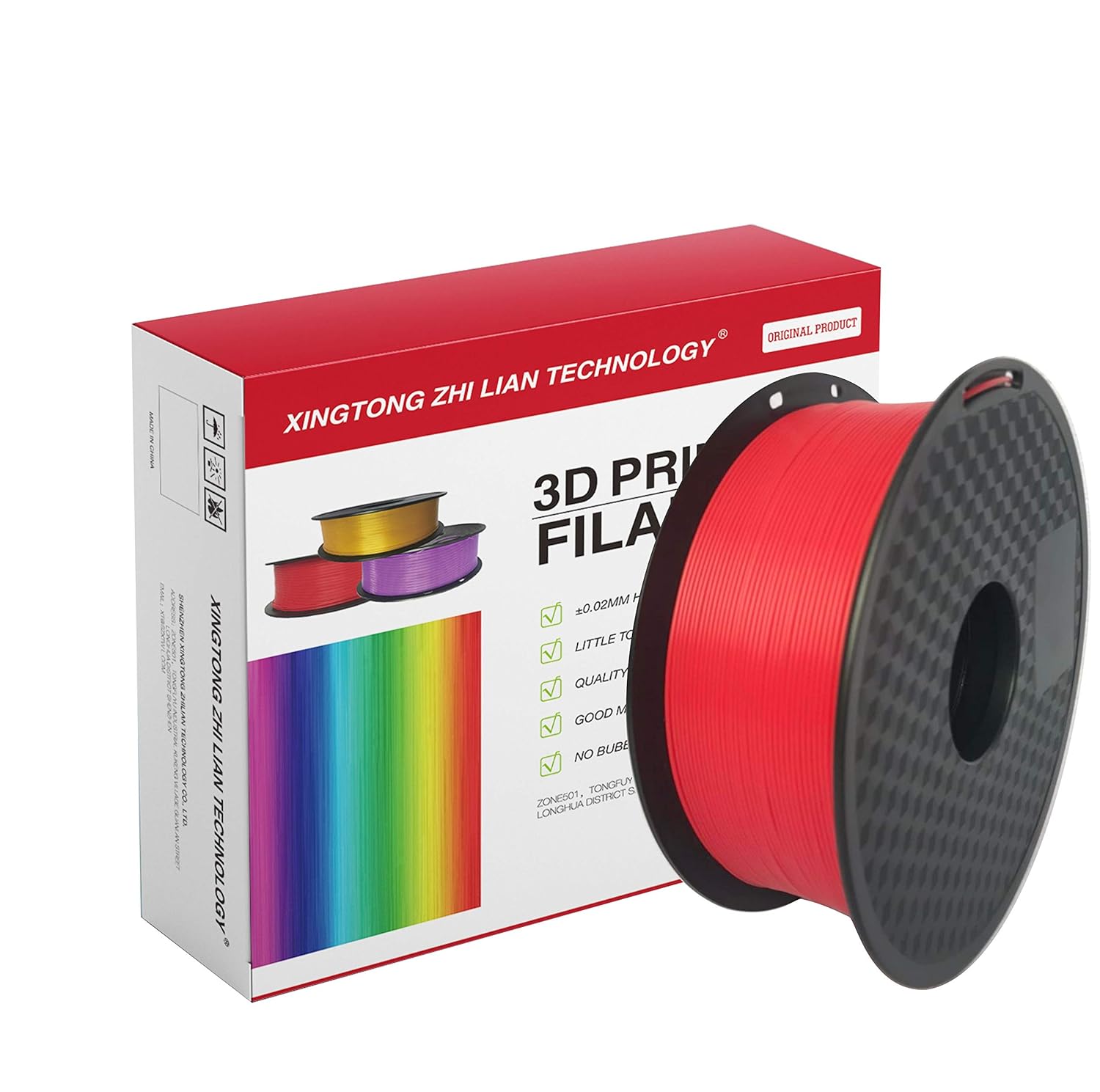 PLA 3D-Drucker-Filament, 1,75 mm, 3D-Druck-Filament, PLA für 3D-Drucker und 3D-Stift, metallische Farbe, PLA-Filament, blaues PLA-Filament, Maßgenauigkeit +/- 0,02 mm, 1 kg, 1 Spule, rot, 1