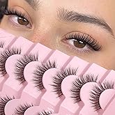 Onlyall Natural Lashes Wispy Lashes Natural Look False Eyelashes Flared Eyelashes 7 Pairs D-K06