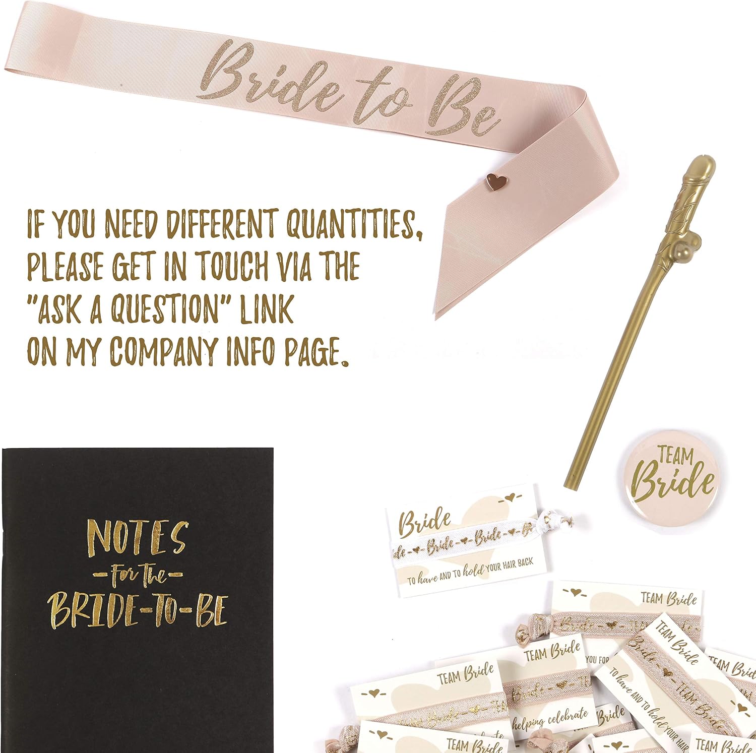 chicChick NEW Hen Do Hair Bands, Hen Party Wristbands, Pack of 16 (15 x Team Bride, 1 x Bride) - Image 3