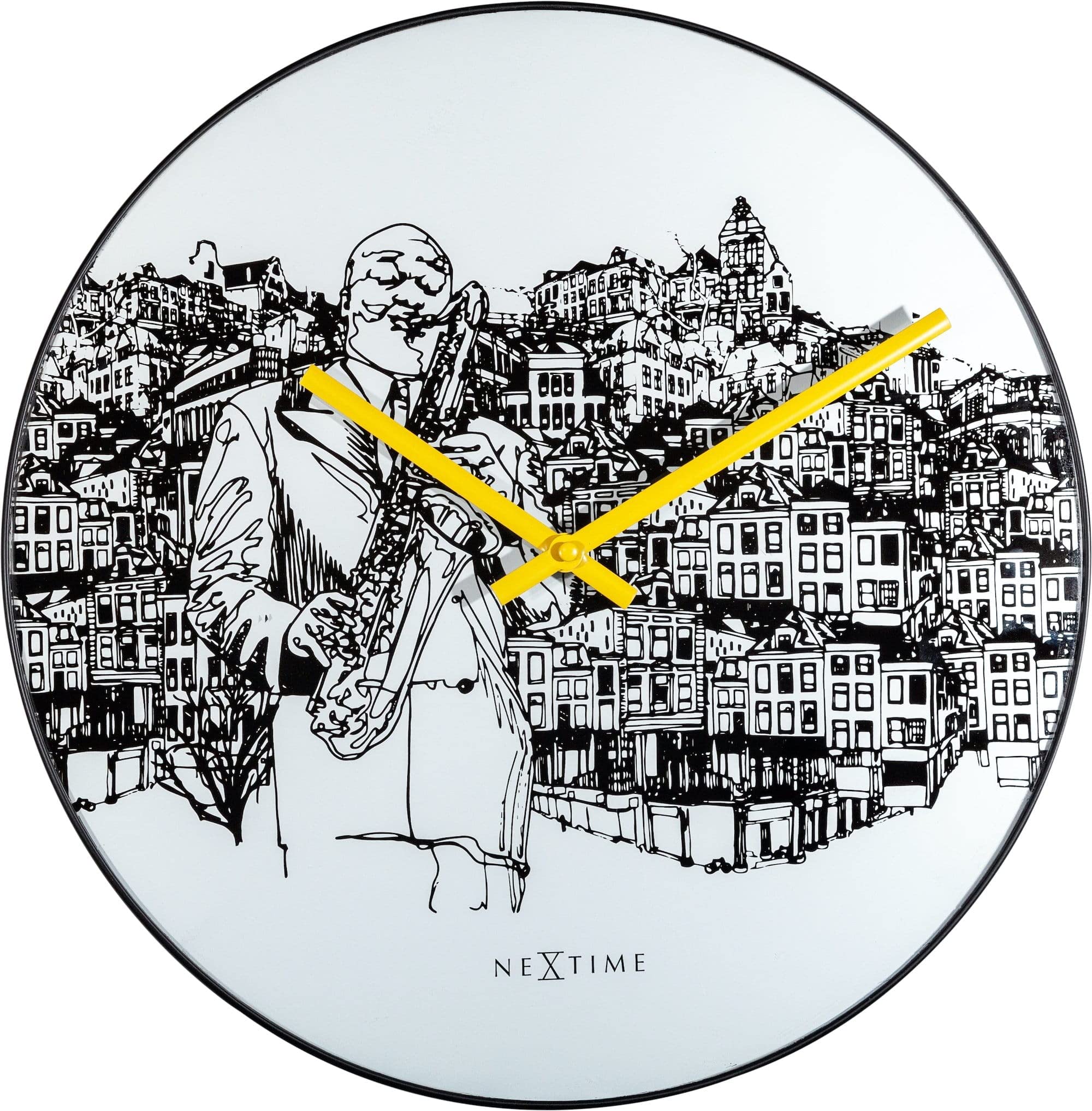 NexTime - Wall clock - Ø 40 cm - Glass/Metal - White - Sax City