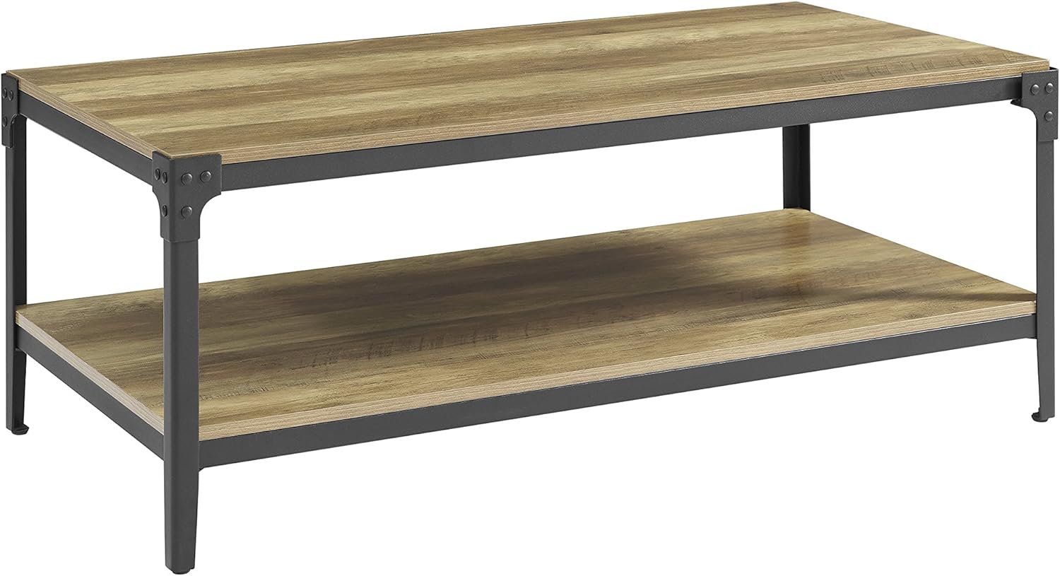 Coffee Tables Rustic Oak We Furniture 122cm Angle Iron Rustic Wood Coffee Table Modern Coffee Table With Storage Shelf For Living Room Home Kitchen