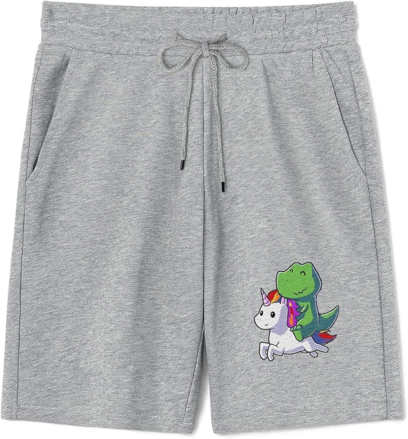 Dinosaur TRex Riding Unicorn Gym Shorts for