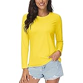 MAGCOMSEN SPF Shirts for Women Long Sleeve Quick Dry Lightweight T-Shirts Athletic Running Hiking Workout Tops Yellow 2XL