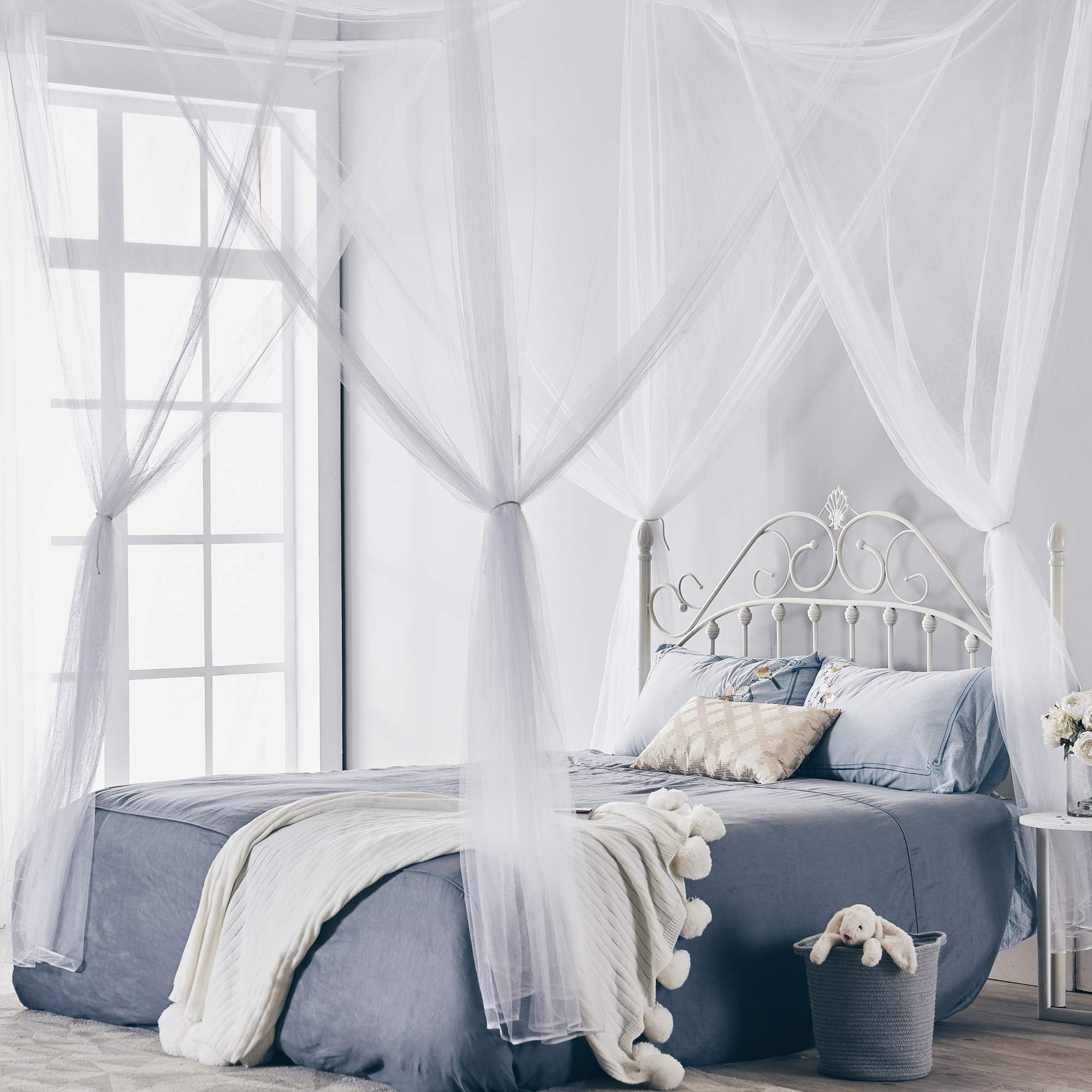 Truedays Four Corner Post Bed Princess Canopy Mosquito Net, Full/Queen/King Size