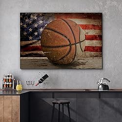 wall26 Canvas Print Wall Art Retro Basketball Close