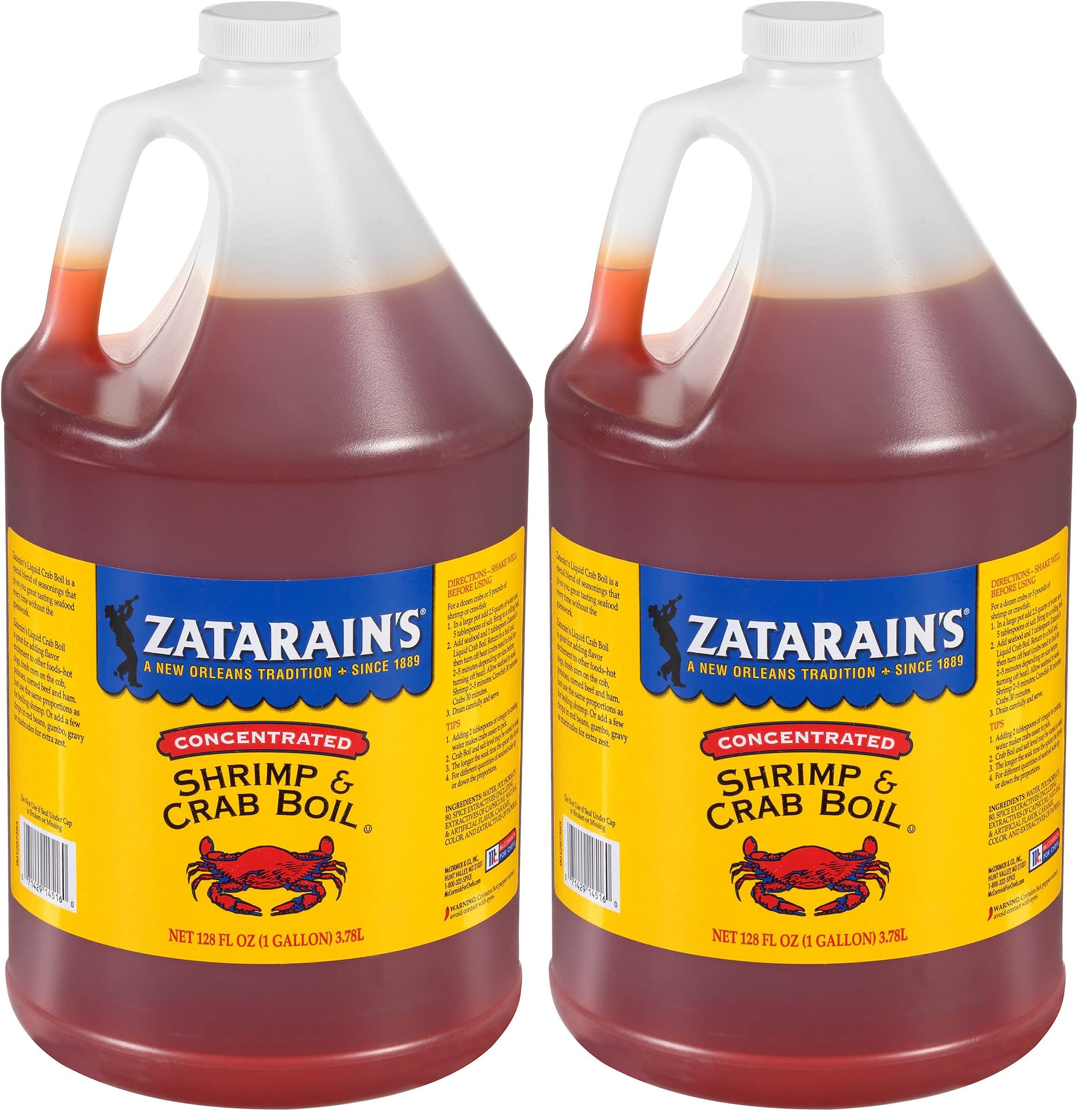 Zatarain's Concentrated Shrimp & Crab Boil, 1 gal - One Gallon Bulk Container of Liquid Crab Boil to Add Flavor to Seafood, Potatoes, Corn, Vegetables and More (Pack of 2) Image Zatarain's Concentrated Shrimp & Crab Boil, 1 gal - One Gallon Bulk Container of Liquid Crab Boil to Add Flavor to Seafood, Potatoes, Corn, Vegetables and More (Pack of 2) Image