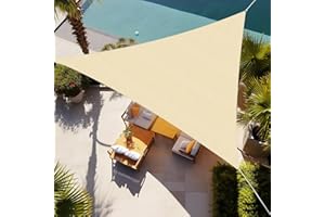 Shade&Beyond Triangular 12'x12'x12' Breathable UV Block Sun Shade Sail Cream Outdoor Covering Cloth for Deck, Backyard (Customized Available)