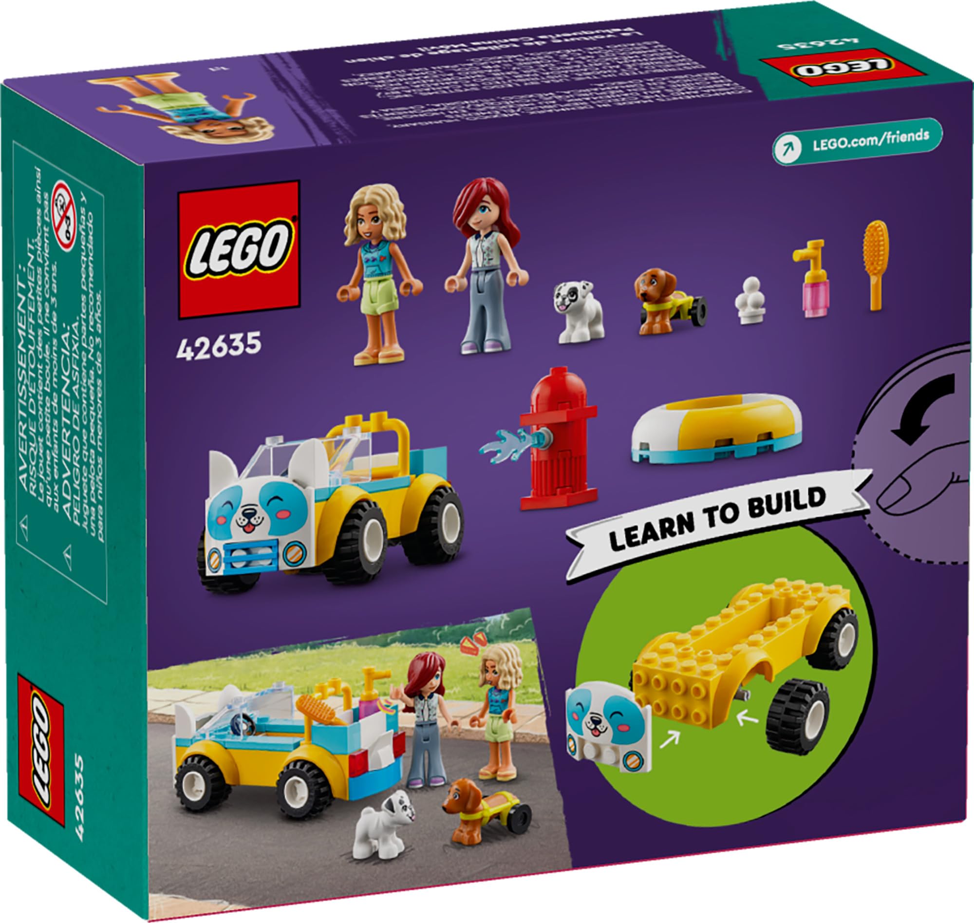 LEGO Friends Dog Grooming Car Toy, Building Toy for Kids Who Love Animals and Nature, Comes with 2 Mini Doll Characters and 2 Dog Toy Figures, Vet Toy Gift Idea for Girls and Boys Ages 4 and Up, 42635
