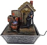 GiftsRDecor Tabletop Fountain Yoga Meditation Near Hut and Water Falling Roof