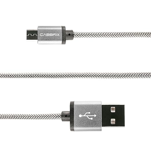 Micro USB Ladekabel CABBRIX® Silber 3m Lang Nylon 2,4A Sync Android Smartphones für Samsung Galaxy S7 S6 Edge S5 Neo S4 S3 No