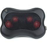 Zyllion ZMA-13-BK FDA Listed Shiatsu Pillow Massager with Heat (Black)- One Year Warranty