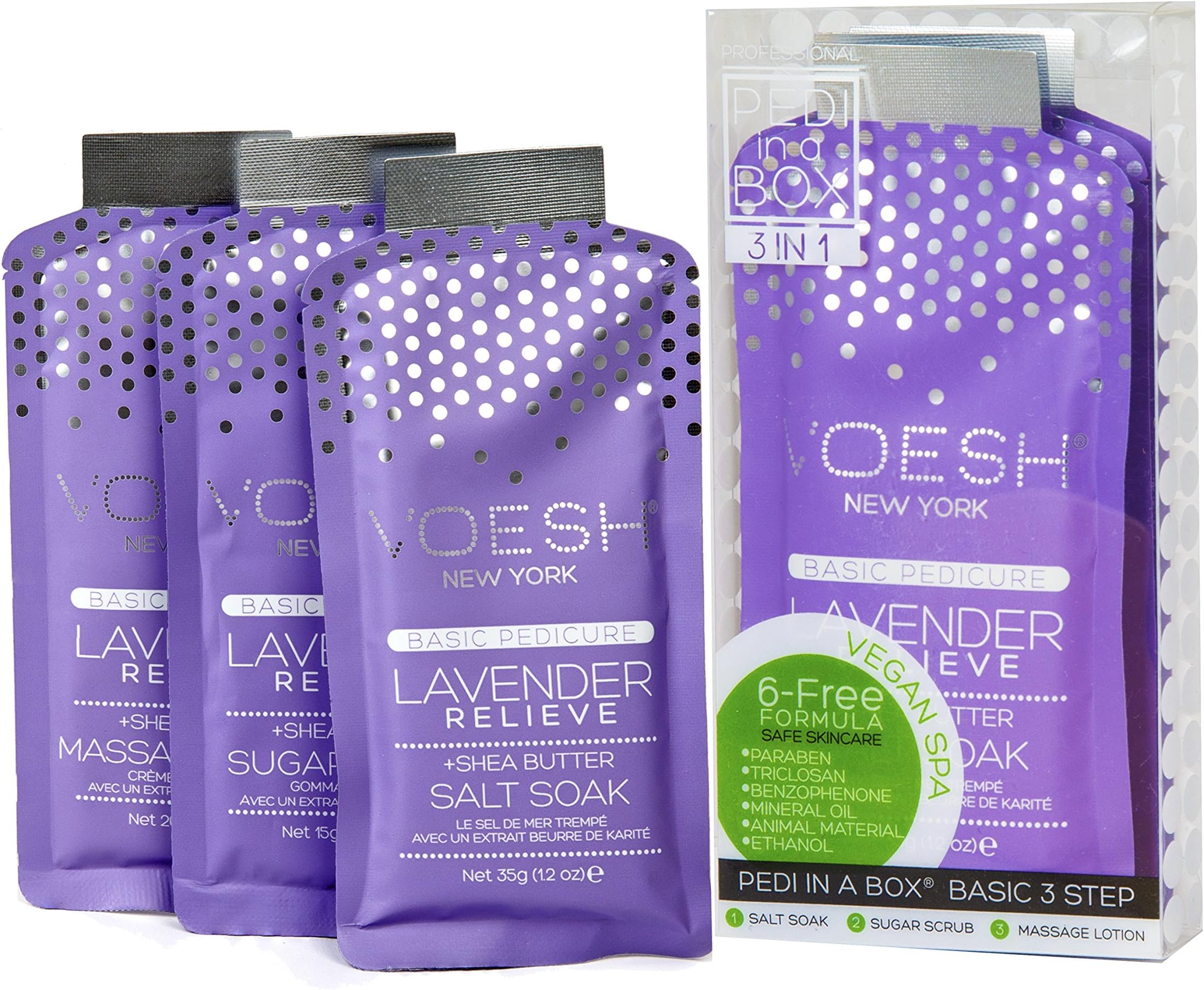Voesh Pedi in a Box Basic 3 Step Service in Lavender Relieve