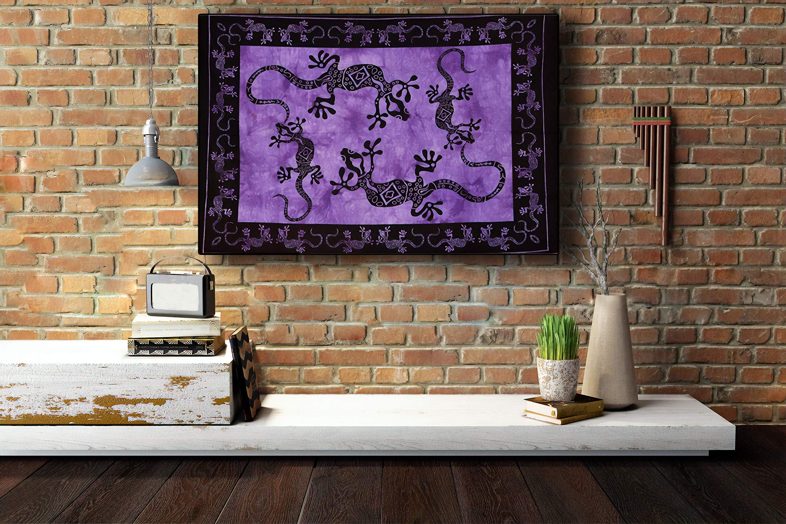 Cotton Wall Art | Boho Bedroom Décor | Mandala Wall Hanging Tapestrys for Weeding Decoration | Home Décor Indian Psychedelic Celestial Tapestry 42 x 30 Inches (Purple Chipkali)