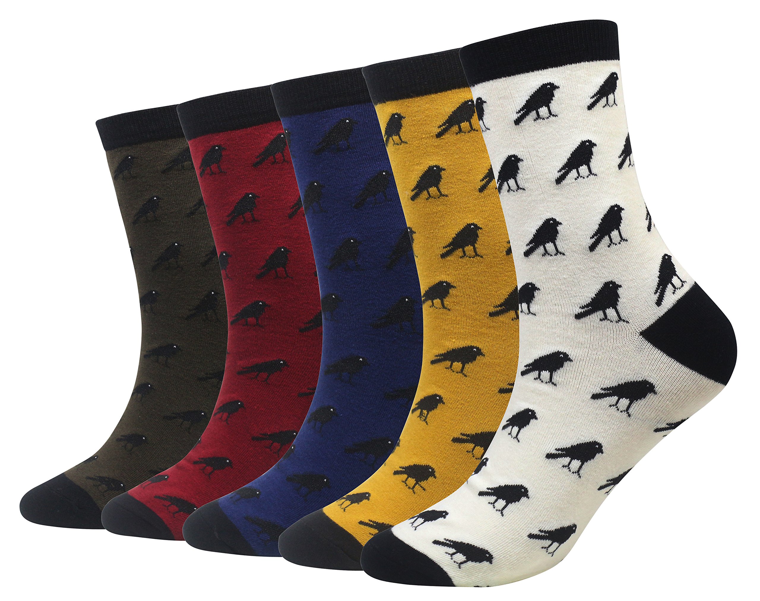 Wish IslandMen's 5 Packs Fun Crazy Animal Cotton Casual Crew Socks