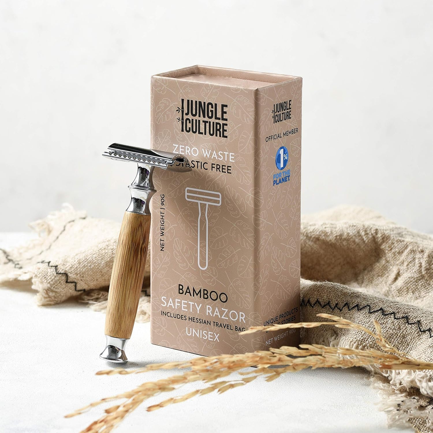 Jungle Culture® Bamboo Safety Razor for Men & Women • Premium Eco Friendly Razor • Fits Double Edge Blades • Plastic Free & Zero Waste Shaving • Light - Image 3