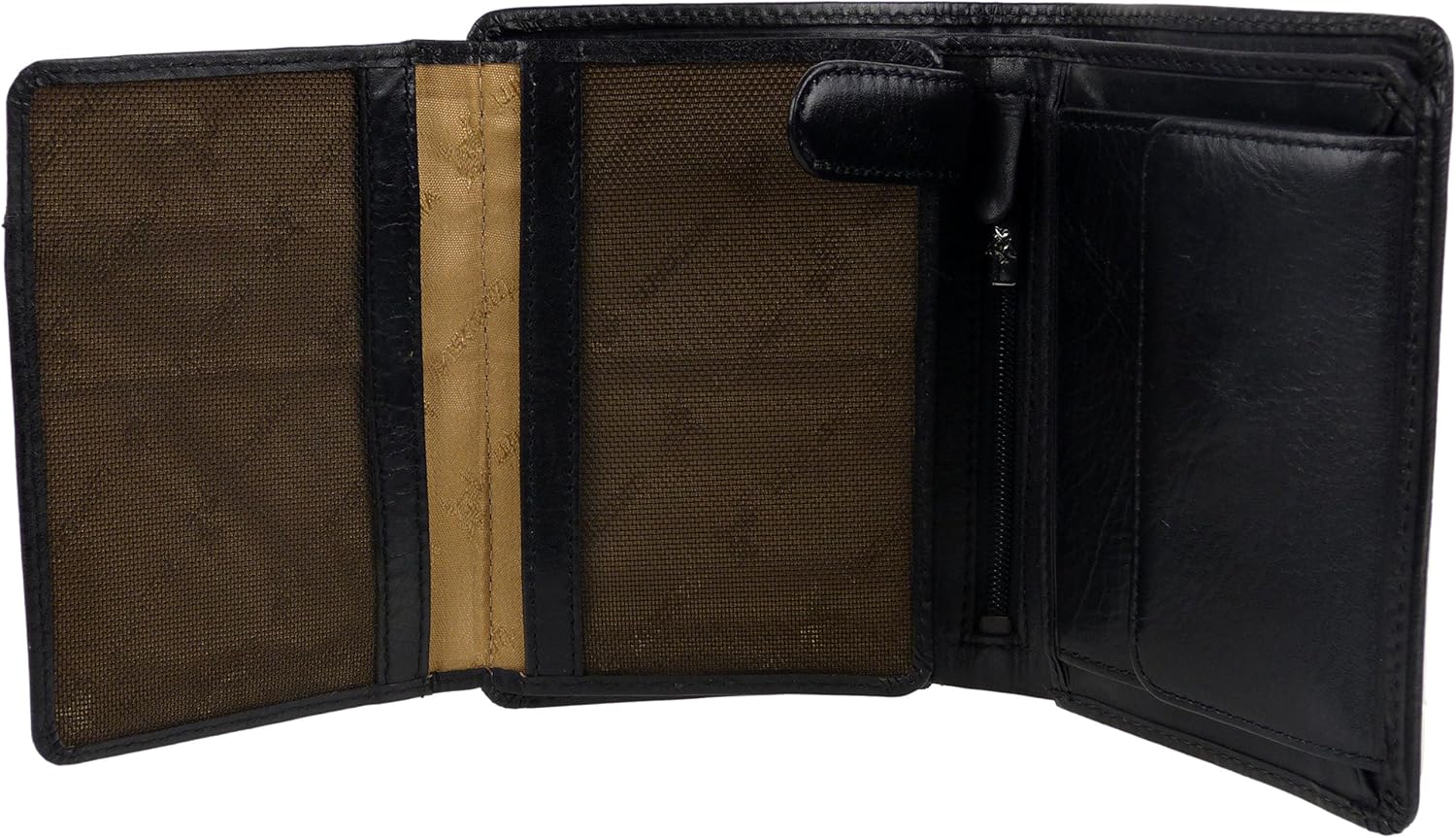 Mens Italian Leather Stylish RFID Protected Tri-Fold Wallet by Visconti Gift Box, Black - Image 5