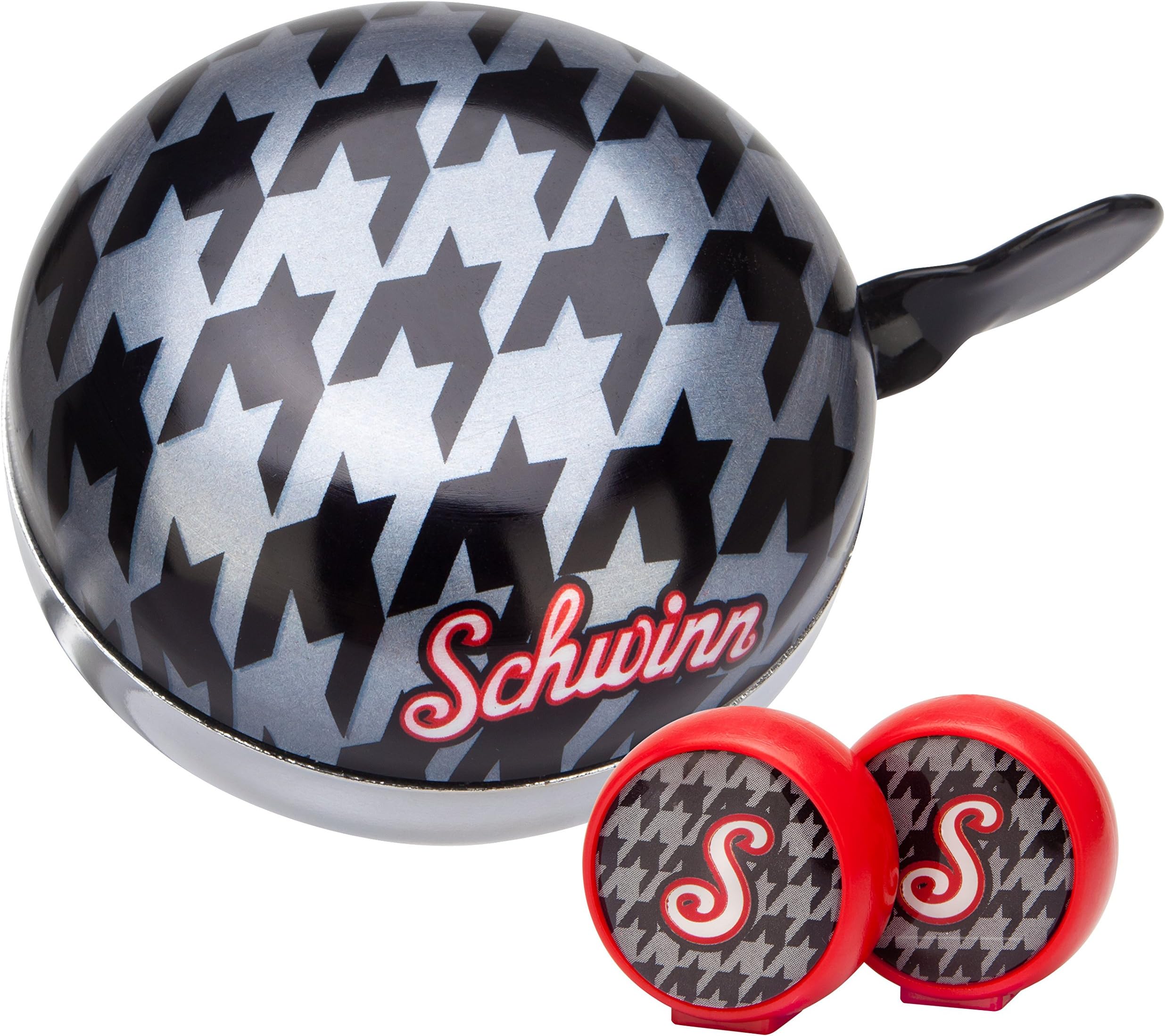Schwinn Houndstooth Bell and Valve Cap Set