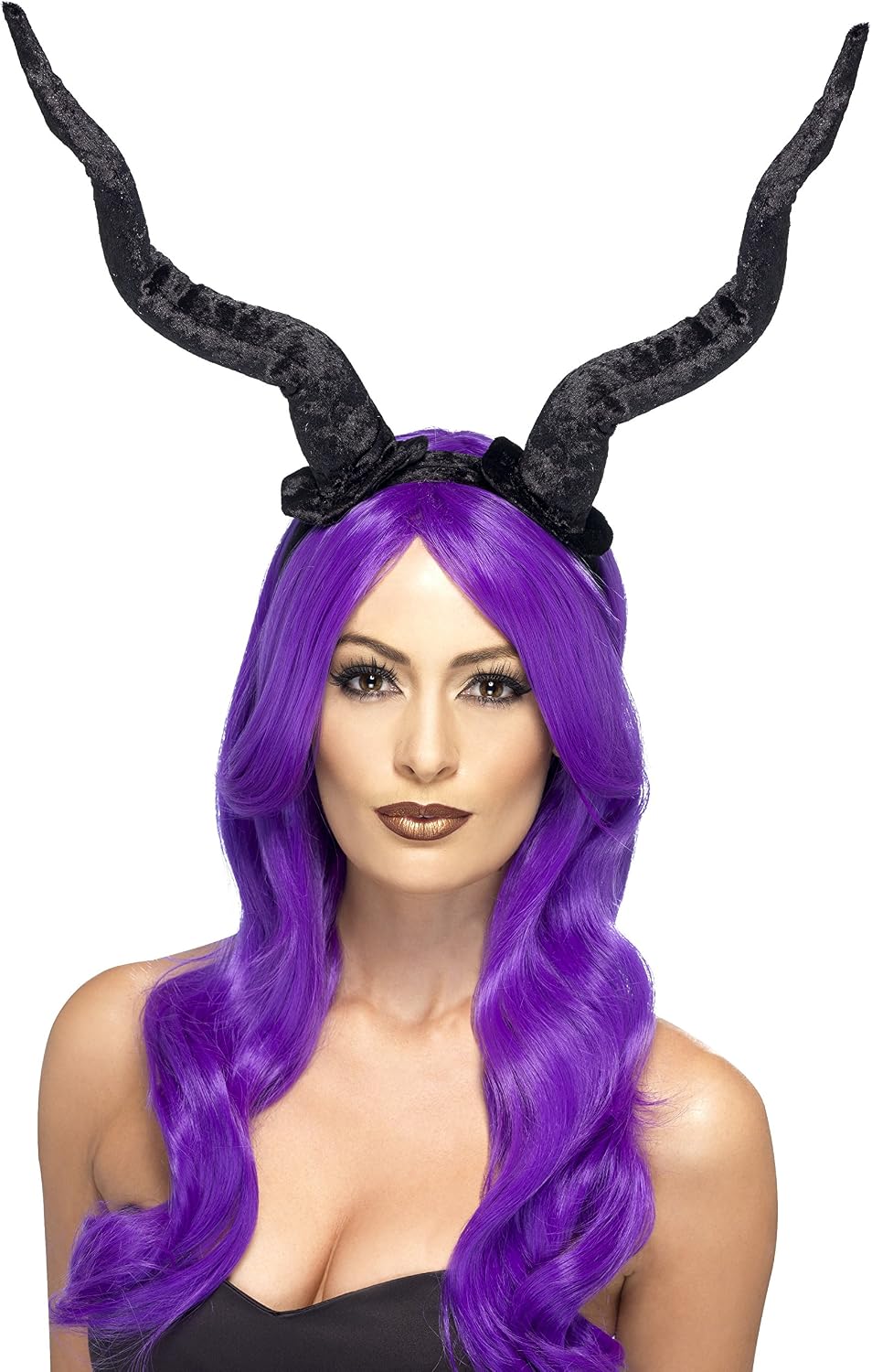 Smiffys Demon Horns Headband, Black Flexible, Halloween Fancy Dress Accessory, Demon Dress Up Accessories Halloween