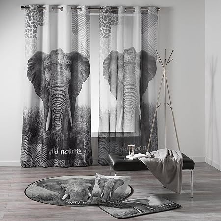Douceur D Interieur 140 X 240 Cm Printed Voile D P Elephant