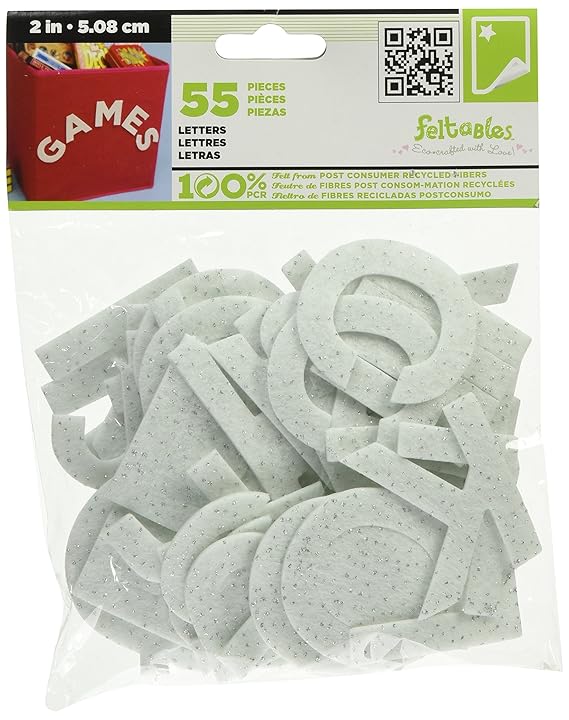 Unbekannt New Image Gruppe Filz Feltables Buchstaben und Zahlen 2-inch-Glimmer weiß