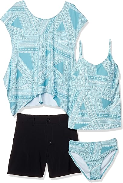 Amazon 三愛水着楽園 水着 ノンワイヤー Ethnic Geometric 4点セット レディース ビキニ セパレーツ 通販