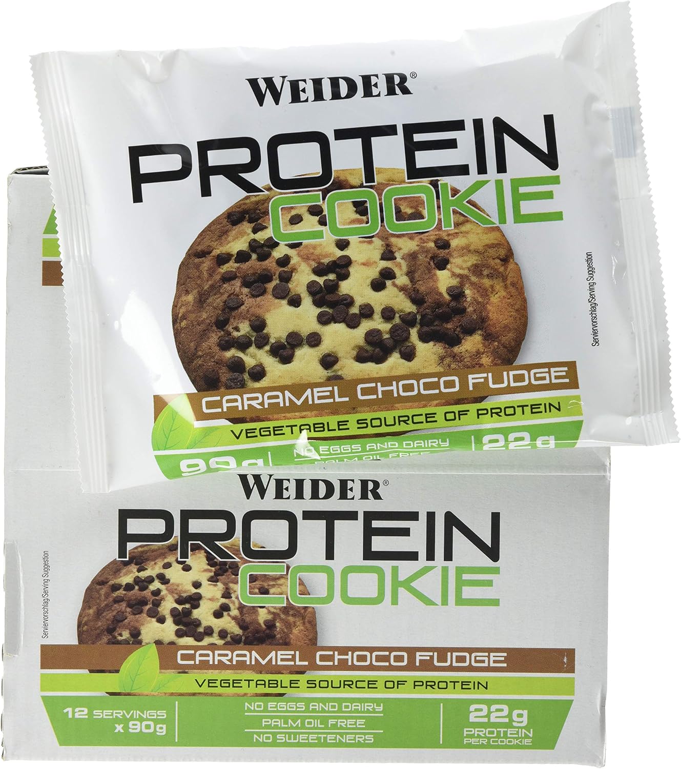 Weider Vegan Protein Cookie, Caramel Choco Fudge, Delicious on the go snack, 12 pack, 12x90g - Image 3