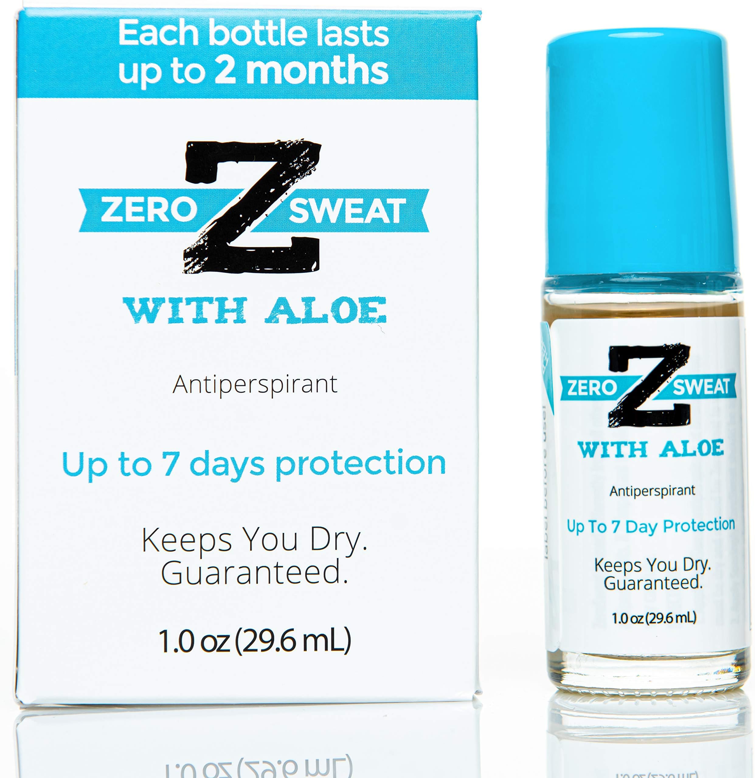 ZeroSweat Antiperspirant Deodorant with Aloe | Clinical Strength Hyperhidrosis Treatment - Reduces Armpit Sweat for Up To 7-days per Use - Protection from Excessive Sweating and Odor for Men and Women