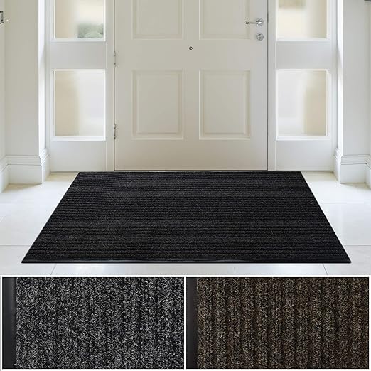Amazon Com Icustomrug Heavy Duty Interior Exterior Water Proof Utility Ribbed Vinyl Back Runner Mats Area Rug Non Slip 70 Custom Sizes For Doorway Balcony Hallway Commercial Space 3 X 4 In Black Kitchen