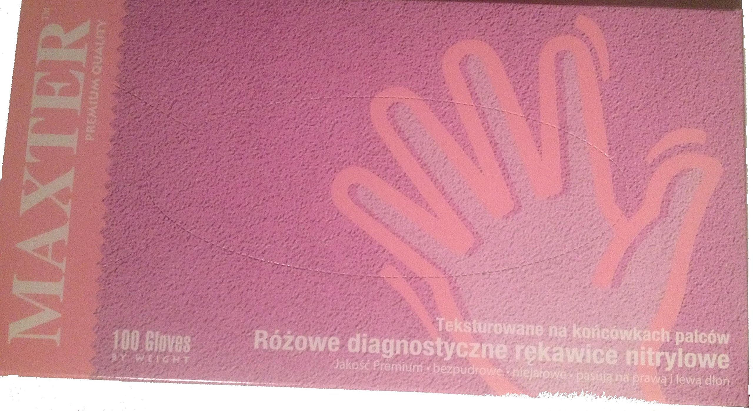 MAXTER DexPure 800-81 Non Powdered Disposable Violet Nitrile Gloves, Certified for Food Contact, EN 374-2 (Box of 100 gloves/ 50 Pairs) (M, PINK)