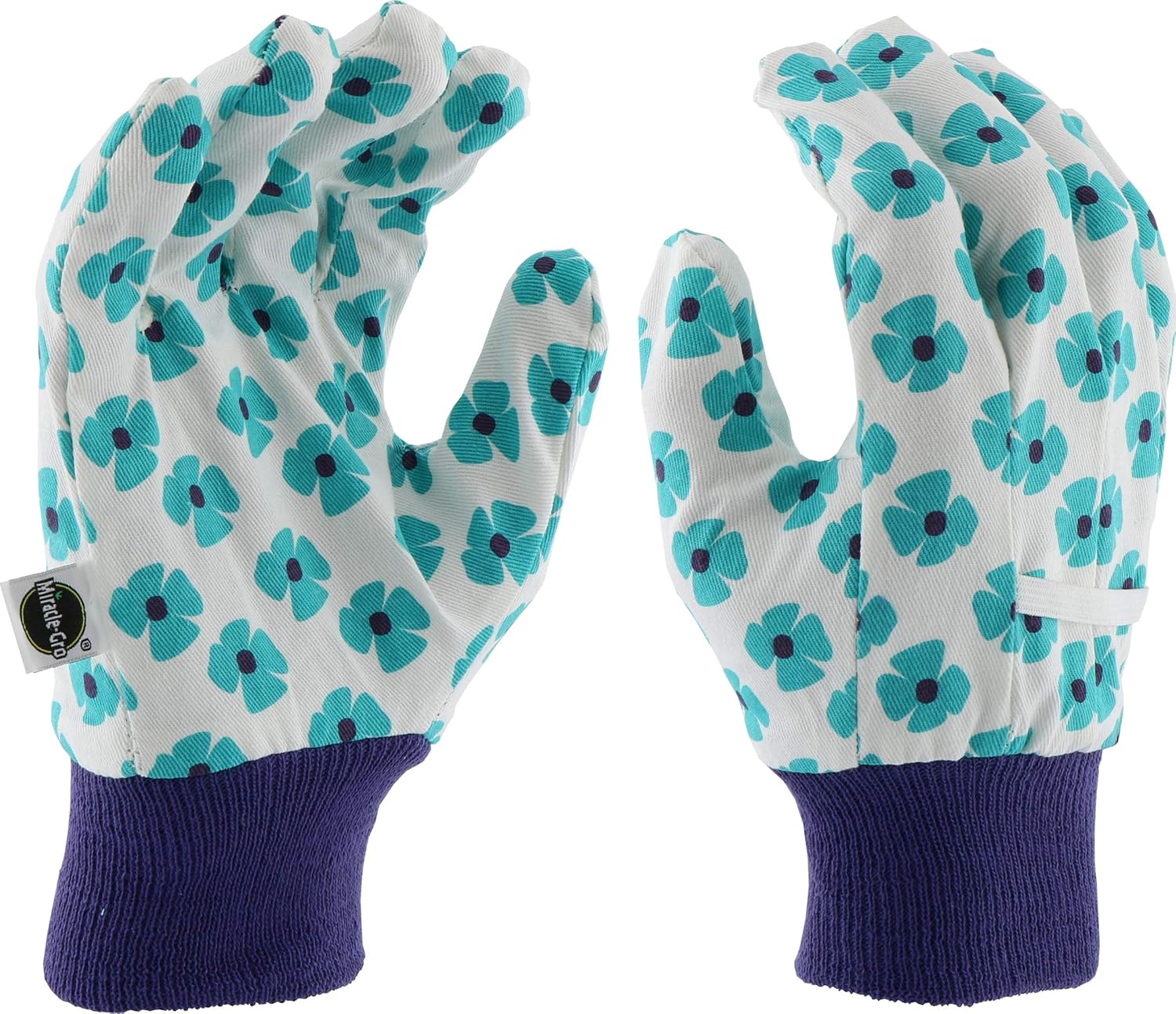 West Chester Miracle-Gro MG64001 Heavy Duty Canvas Chore Work Gloves: Aqua/Floral Print, Women's One Size Fits Most, 1 Pair