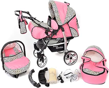 poussette bebe rose leopard