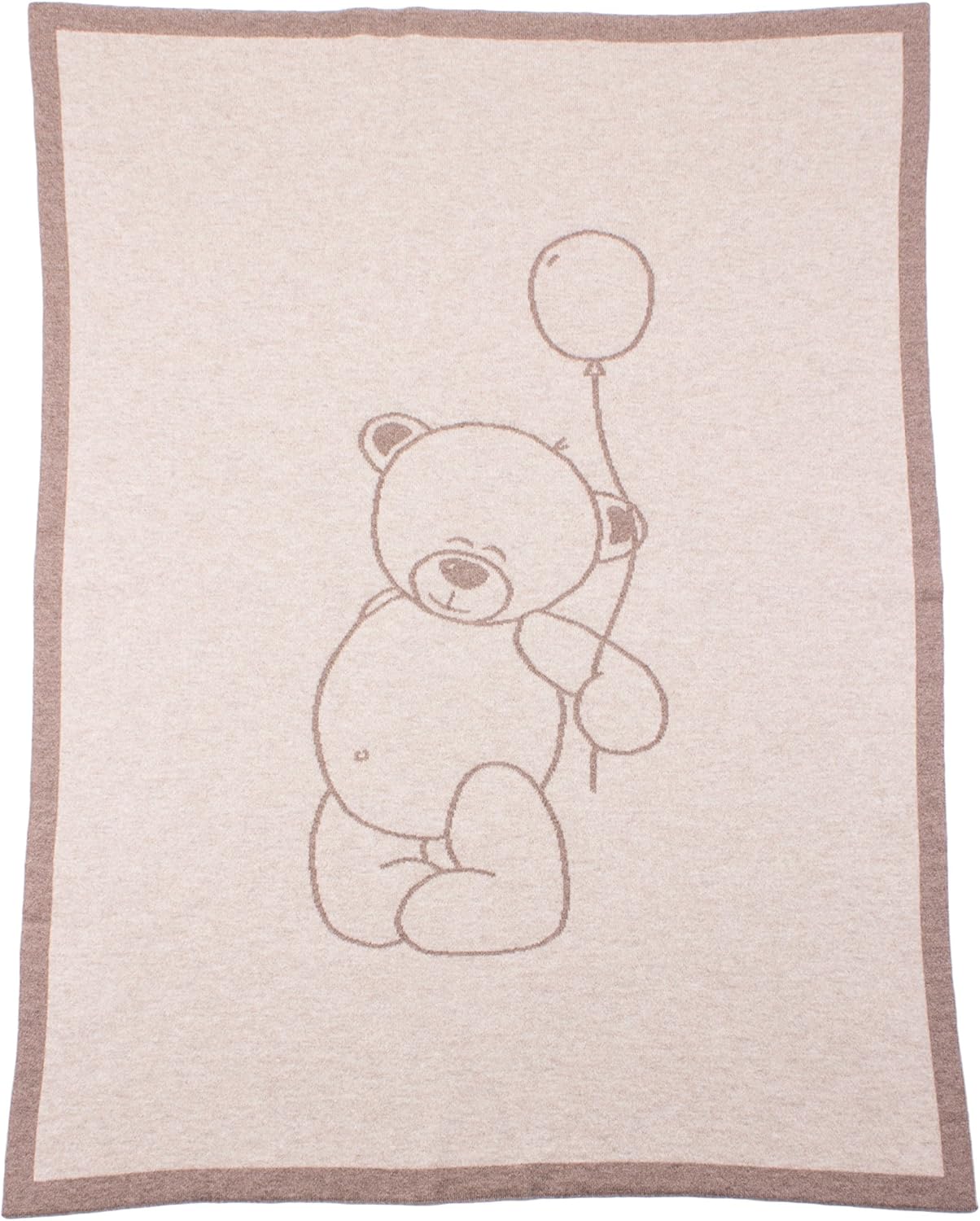 Love Cashmere Unisex 100% Cashmere Baby Cot Blanket - Teddy Bear - Natural Multi - made in Scotland, 80cm wide by 100cm long