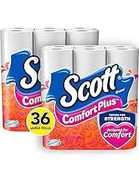 Scott ComfortPlus Toilet Paper, Large Roll, 18 Rolls (Pack of 2), 36 Total Rolls