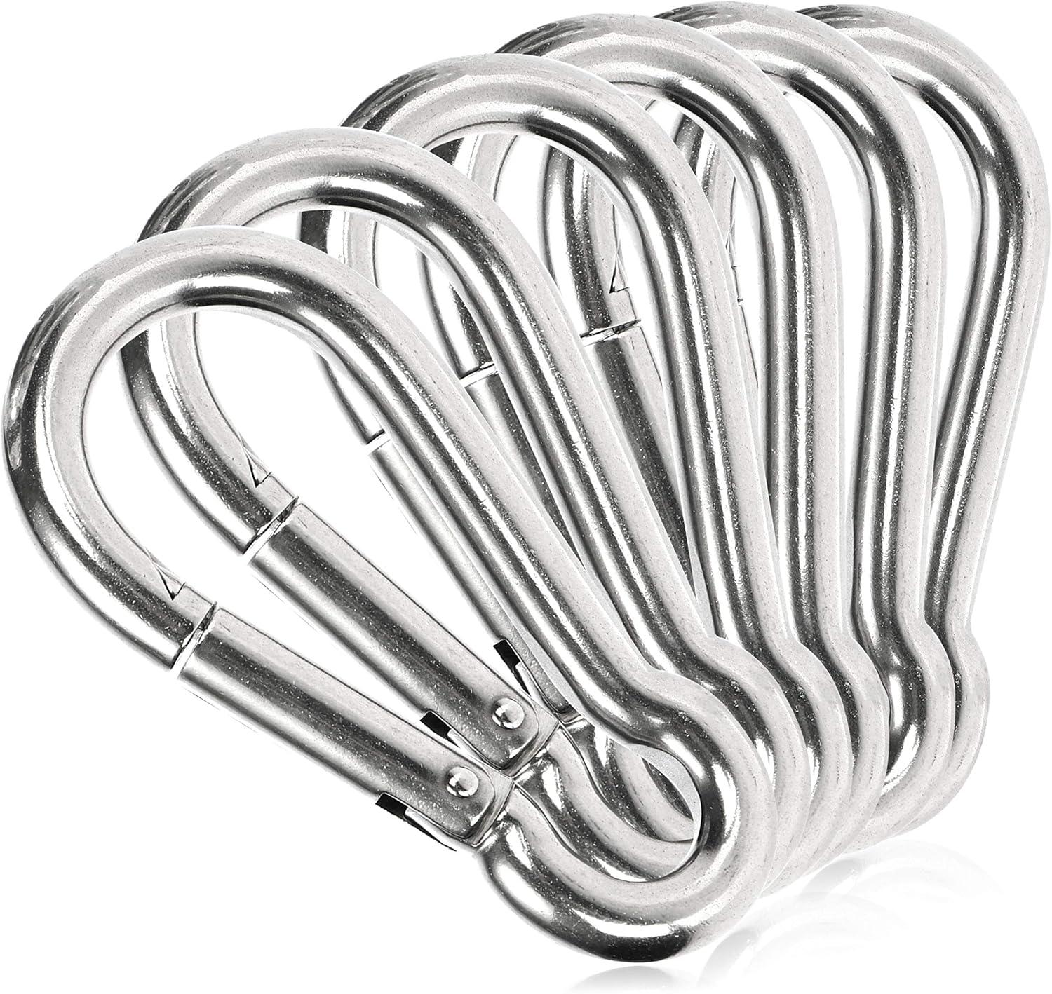COM-FOUR® 6x Snap hooks, Premium carabiner made of weatherproof stainless steel 304