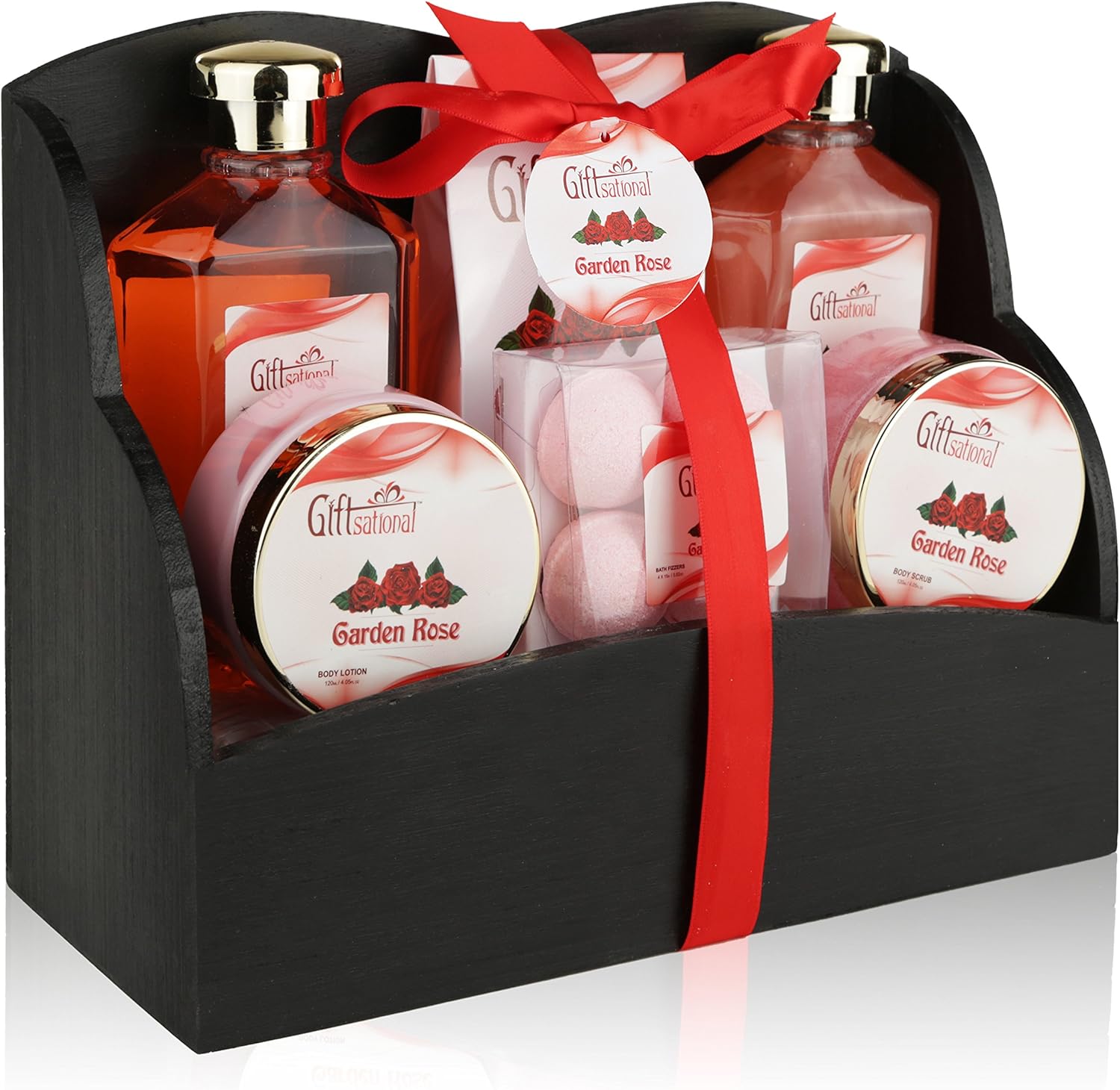 Spa Gift Basket with Heavenly Garden Rose Fragrance, The Perfect Valentine's Day Gift Set for Women, Friends & Girls, Set Includes Shower Gel, Bath Bombs & Much More Packaged in A Magazine Holder.